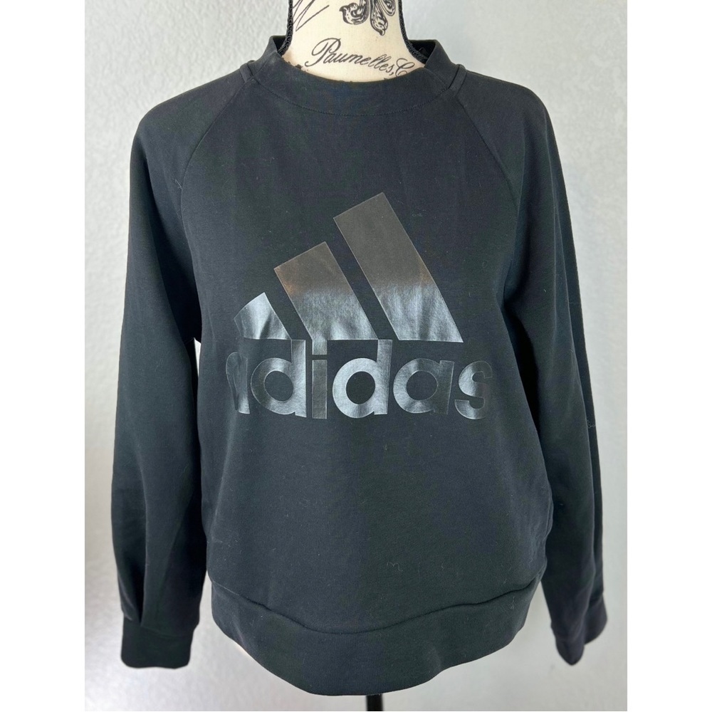 Adidas Black Sweatshirt with Half Zip Back Closure